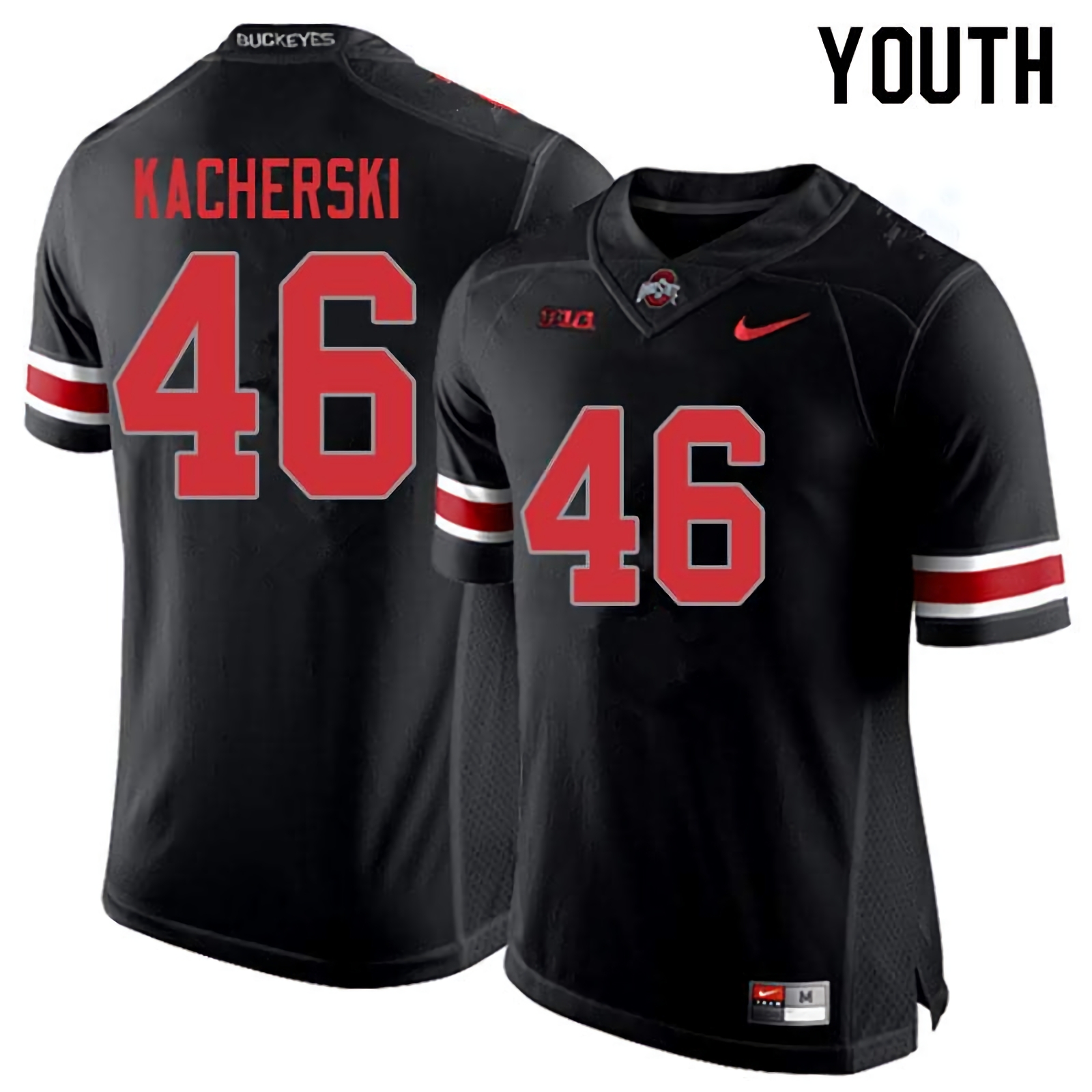 Cade Kacherski Ohio State Buckeyes Youth NCAA #46 Nike Blackout College Stitched Football Jersey OIB4456DY